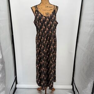 Fat Face Maxi DressSz L XL Giraffe Novelty Sleeveless Casual Summer Beach Resort